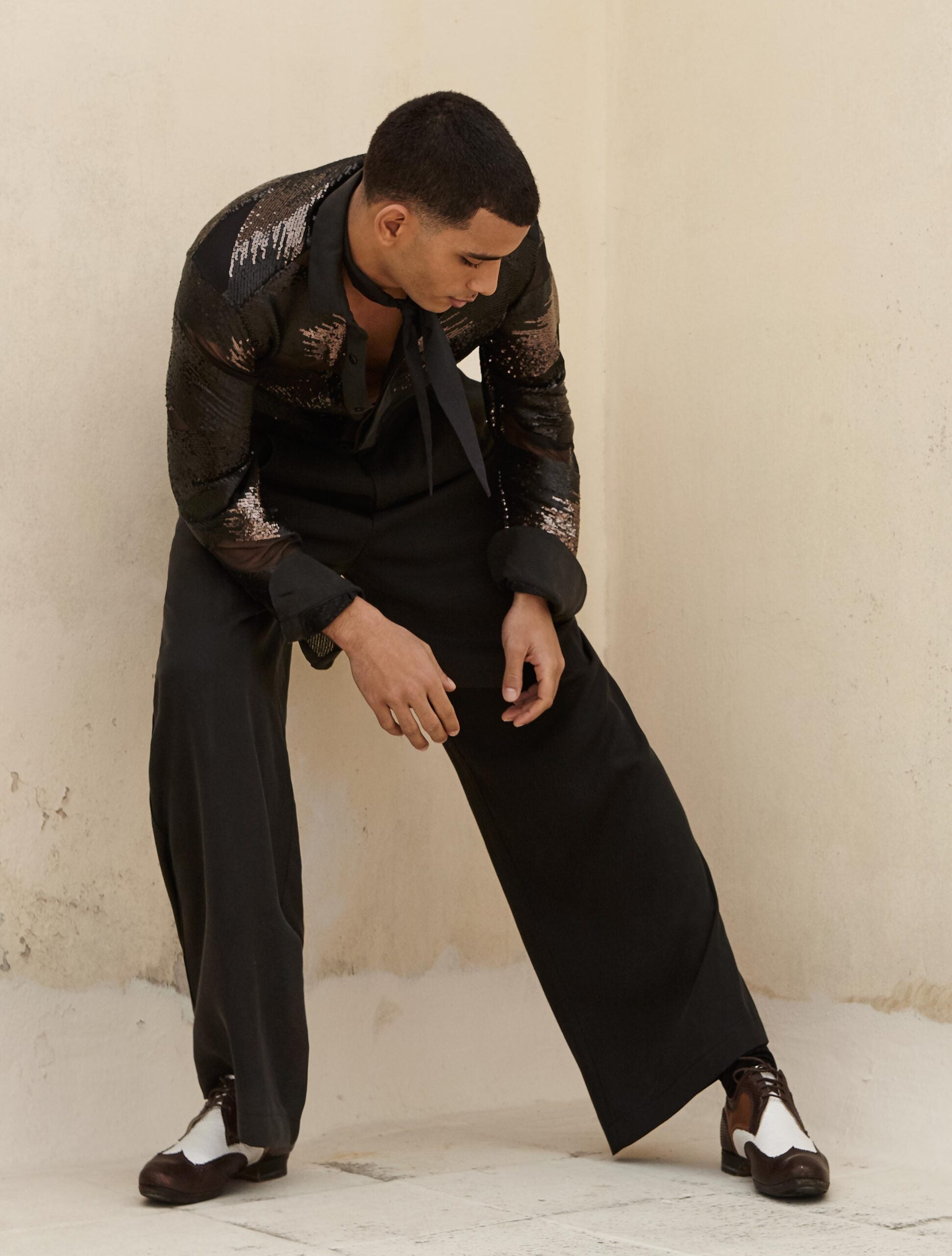 NOIR PALAZZO TROUSERS