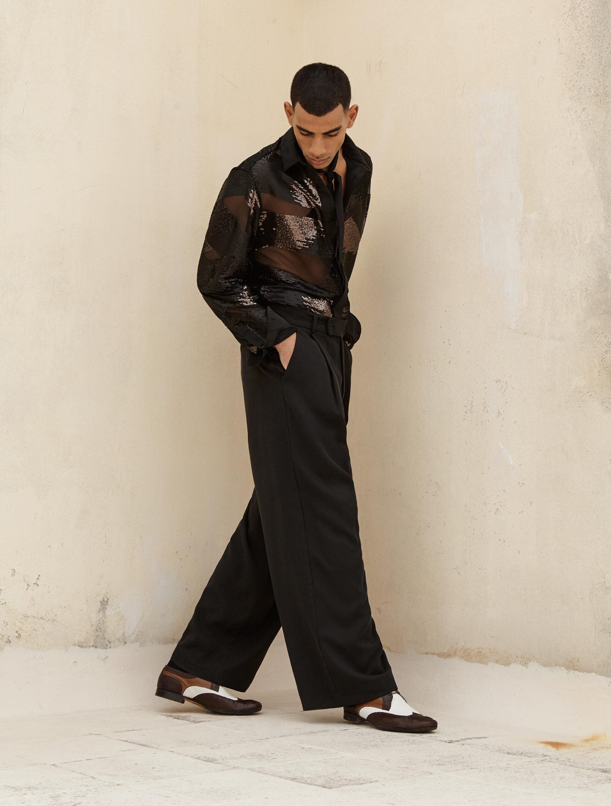 NOIR PALAZZO TROUSERS