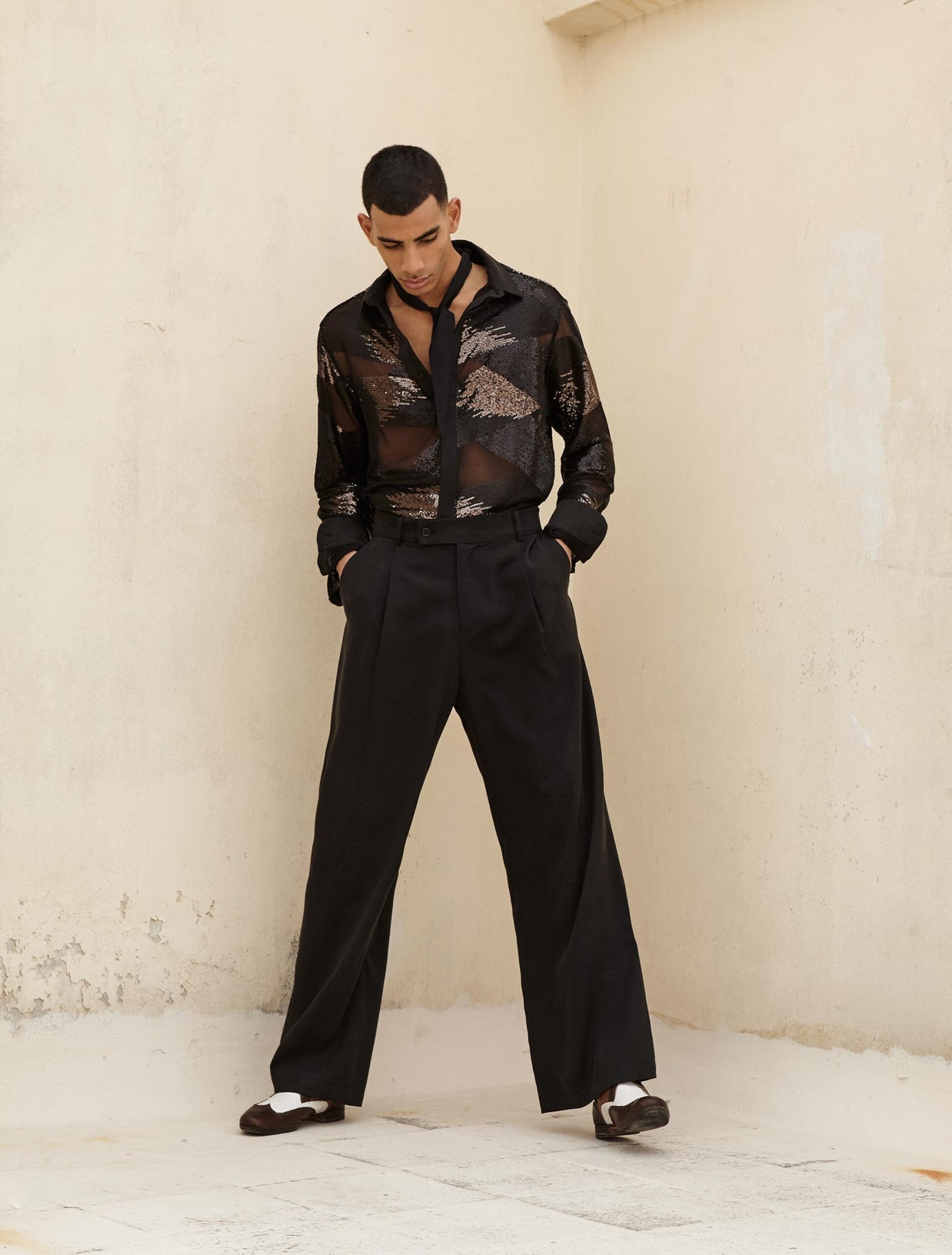 NOIR PALAZZO TROUSERS