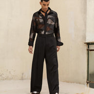 NOIR PALAZZO TROUSERS