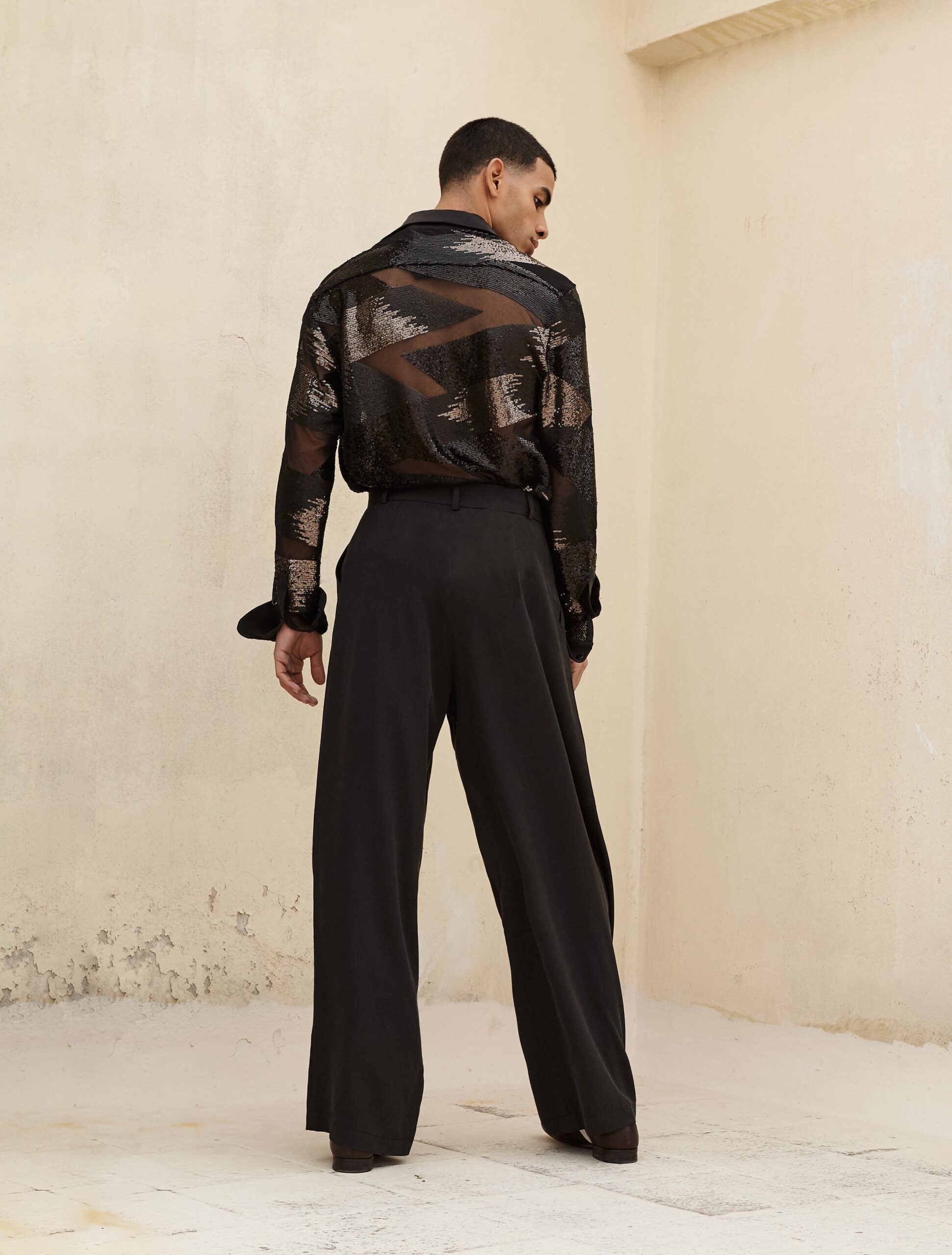 NOIR PALAZZO TROUSERS