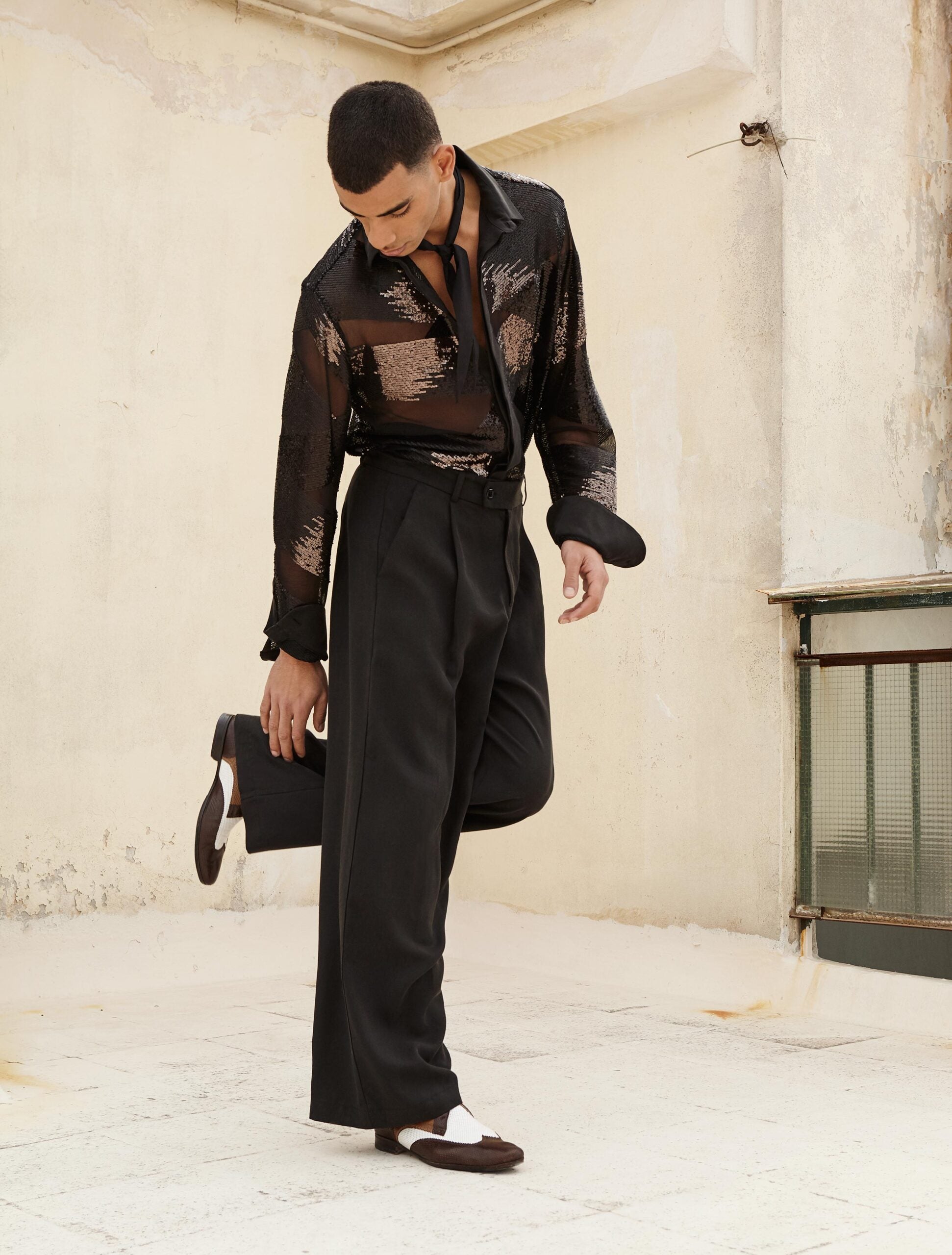 NOIR PALAZZO TROUSERS