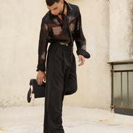 NOIR PALAZZO TROUSERS