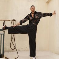 NOIR PALAZZO TROUSERS