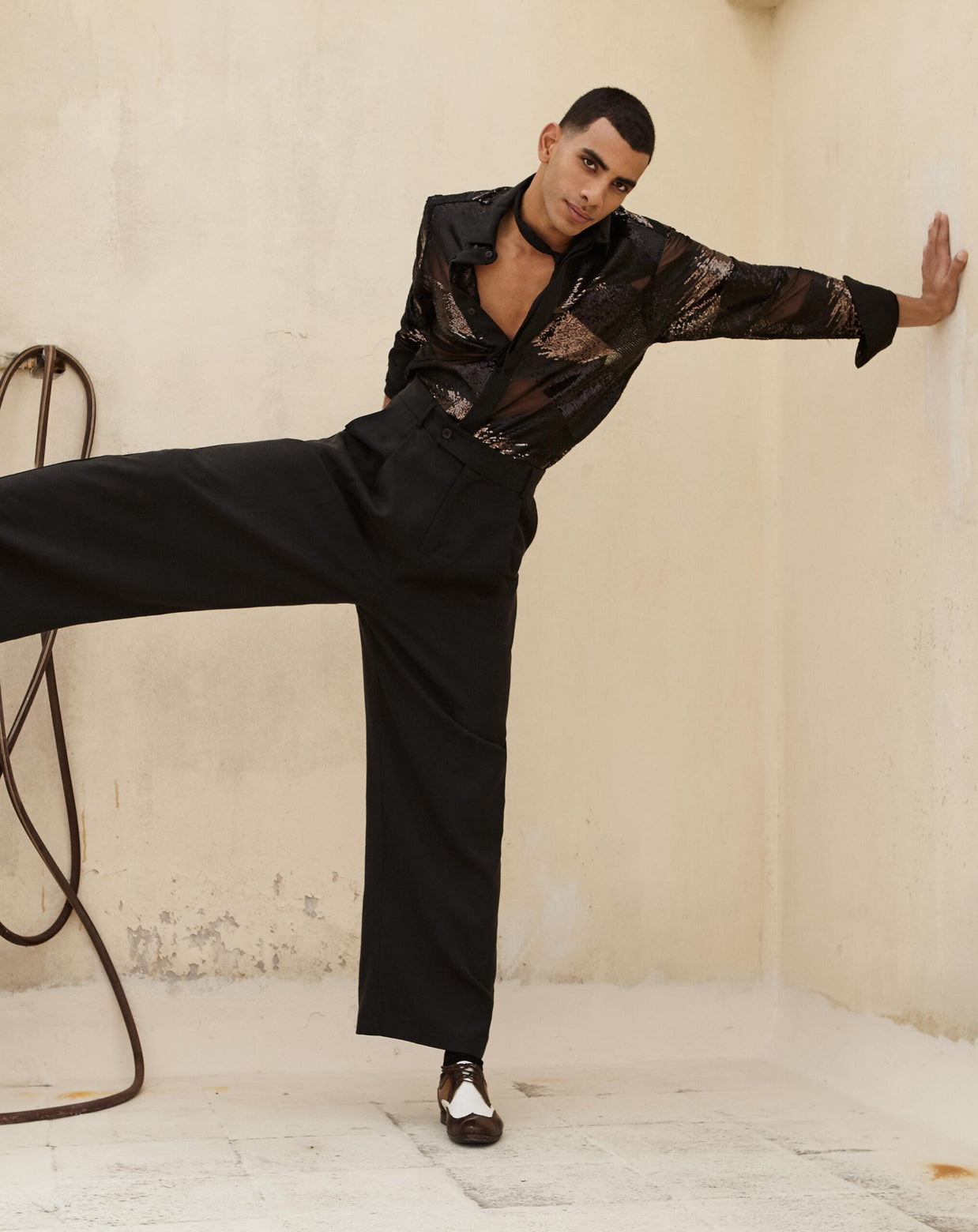 NOIR PALAZZO TROUSERS