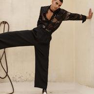 NOIR PALAZZO TROUSERS