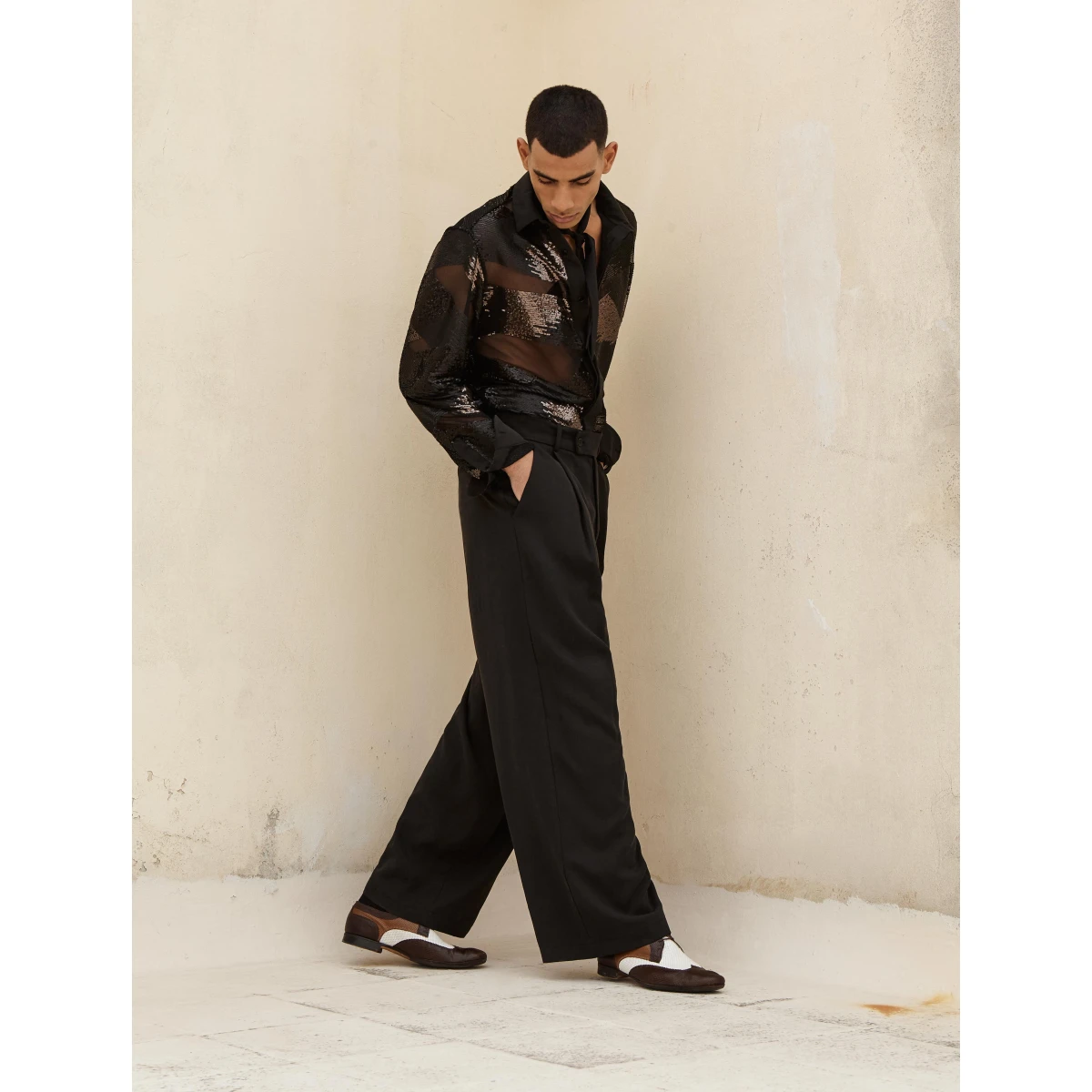 NOIR PALAZZO TROUSERS